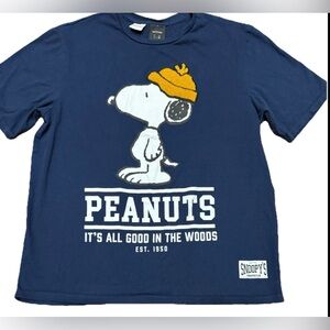 Lefties Peanuts SNOOPY Mountain Club Mens Navy Blue Graphic Shirt Size Large